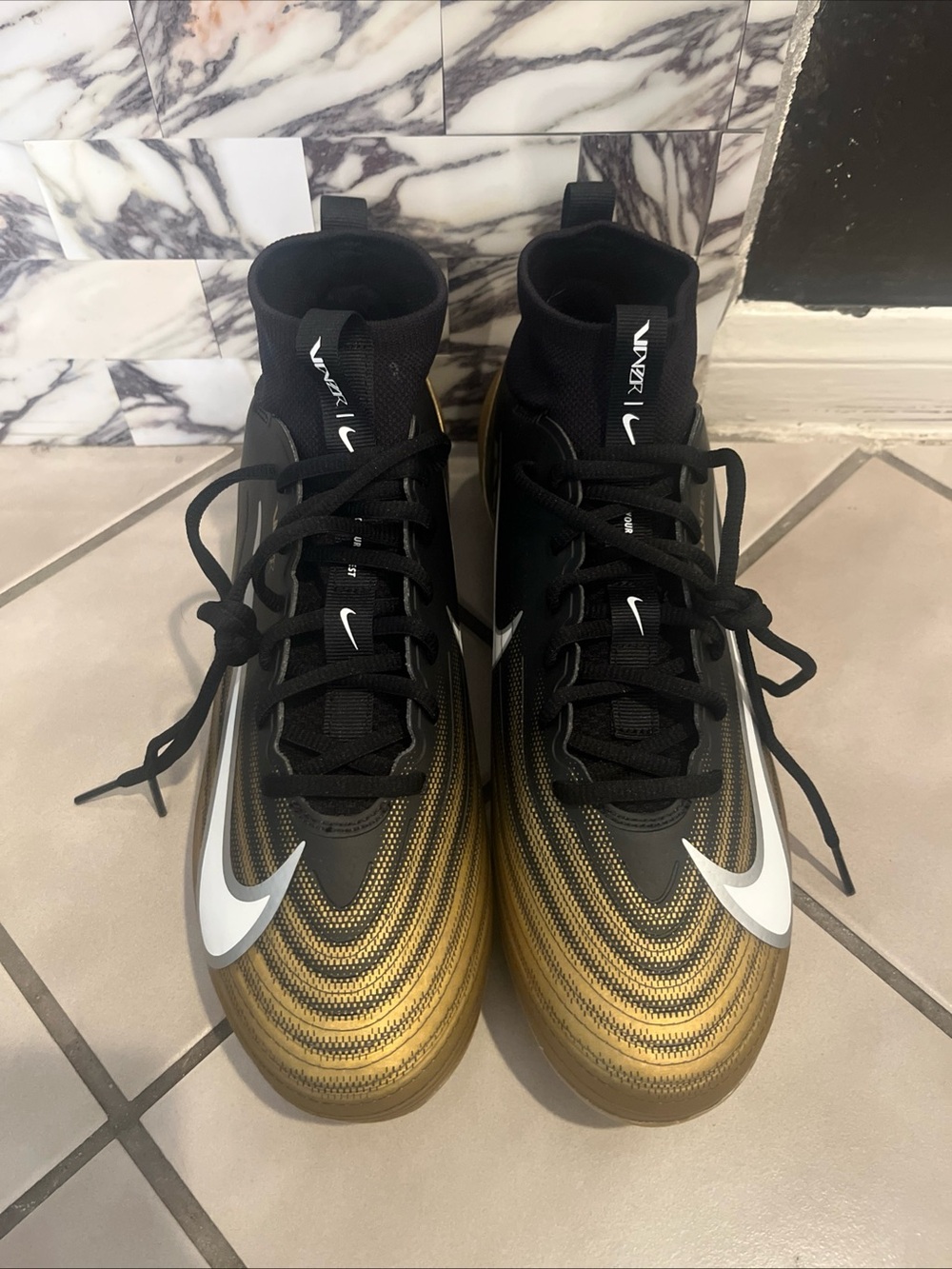 NEW Nike Zoom Air Vapor Pro 1 Football Cleats Mens Black Gold FB3298-003 Size 10